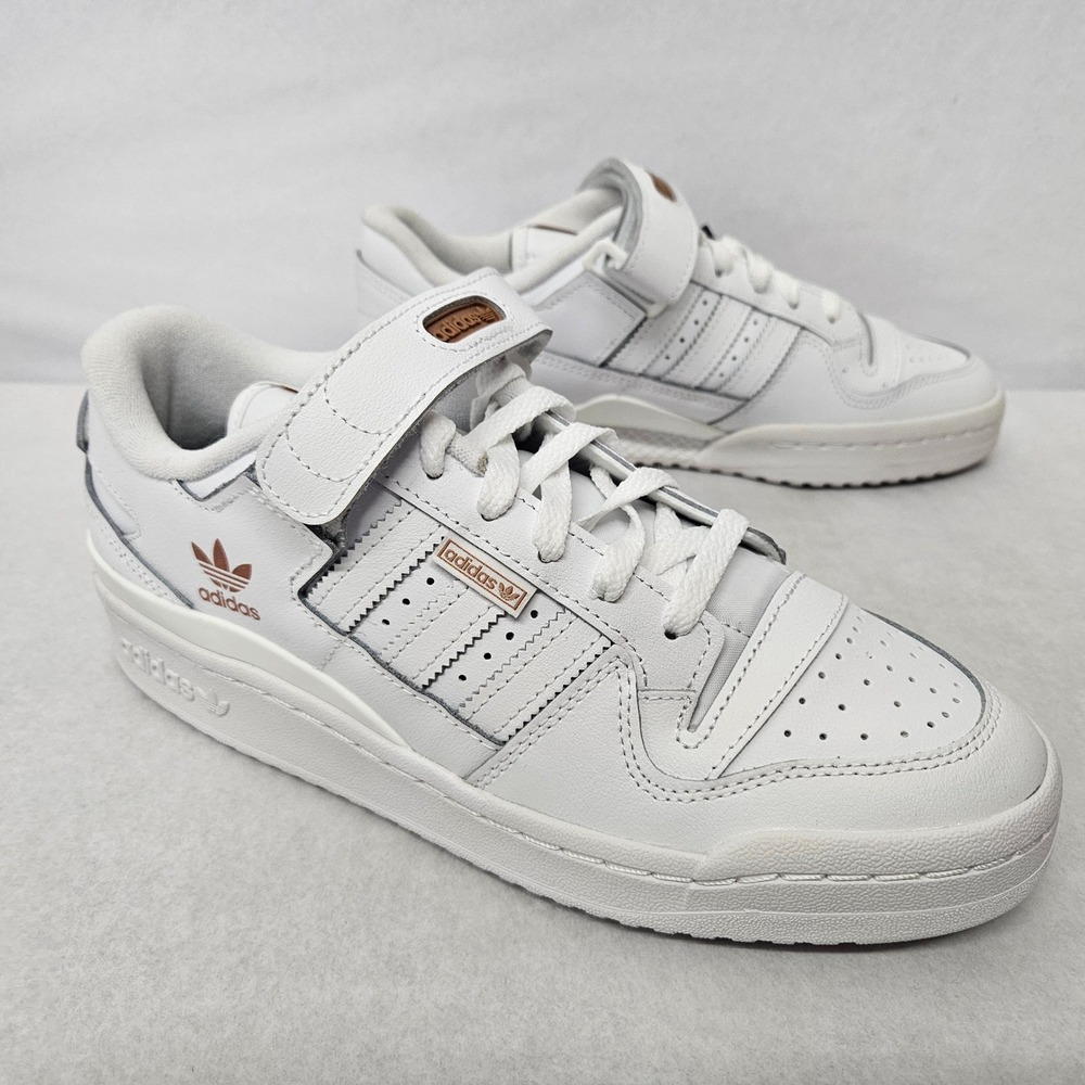Adidas Forum Low Casual Sneakers HQ7105 White Rose‎ Gold Metallic Women Size 8.5